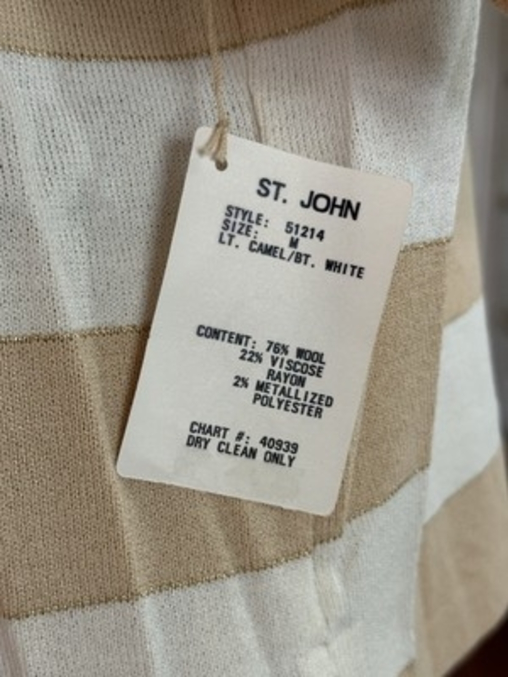 St John Collection Nautical Sweater Skirt Set Beige Ivory Gold Women’s M 12 NWT - Picture 8 of 9